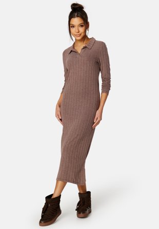 Pieces Femke LS Midi Dress Chicory Coffee Klær