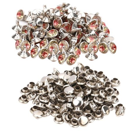 100 stk. krystalrhinestone-rørdiamantnitter til bagage / sko / hatte / tøjtilbehør 9mm pink hjerte hvid diamant