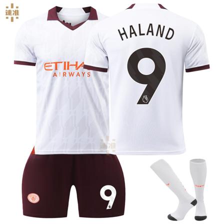 2324 Manchester City borta vit vuxen- och barntröja NO.9Haaland NO.9 2XL