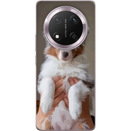 Kompatibelt Mobilskal till Honor Honor Magic7 Lite Söt hundvalp - Fluffig valp med blå ögon i närbildsporträtt