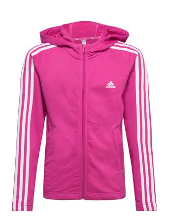 Essentials 3-Stripes Full-Zip Hoodie Hettegenser Genser Rosa Adidas Sportswear*Betinget Tilbud