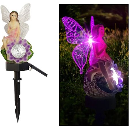 Solcelledrevet lampe utendørs hage gatelys Wisteria Flower Fairy