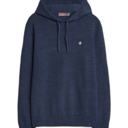 Mörkblå stickad hoodie från Morris