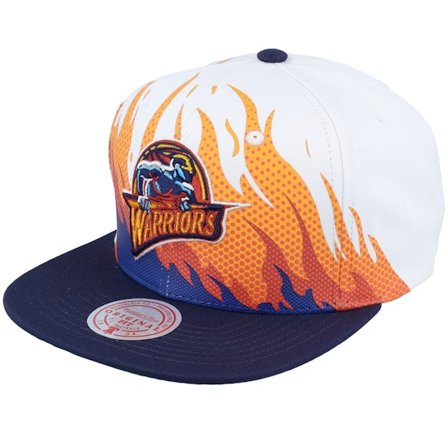 Mitchell & Ness - White snapback Gorra - Golden State Warriors Hot Fire White Snapback @ Hatstore
