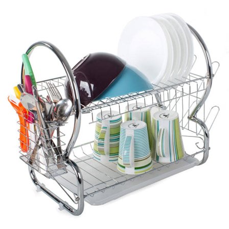Two-Tier Dish Rack - Dish Drying Rack with Drainboard
