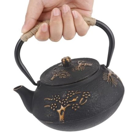 Støpejernstekanne, korrosjonsbestandig japansk tekanne i støpejern, holdbar støpejernstekanne, gave til venn, 900 ml