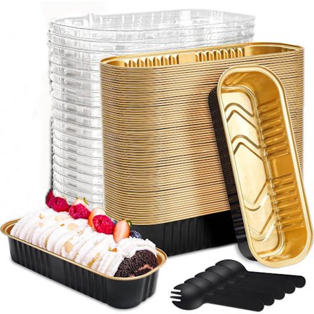 Bakformar, Mini Limpformar, 50 Små Bröd- och Kakformar med Lock och Skedar, Svart