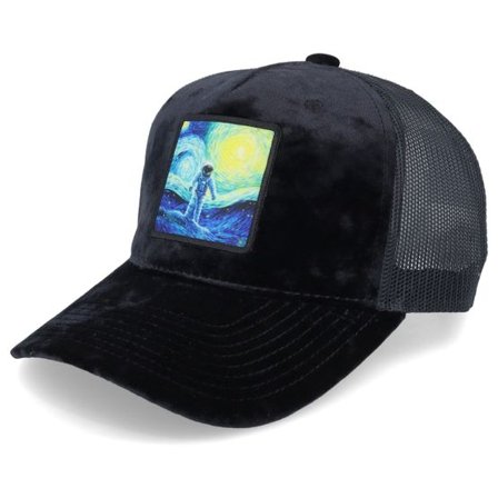 Public Domain - Svart trucker Keps - Space Man Art Velvet Black Velvet Trucker @ Hatstore