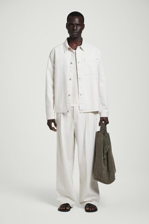 COS Homme Cotton-Linen Denim Overshirt in Blanc
