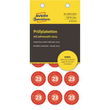 Etikett Inspektion Röd Ø 20mm