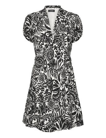 Floral Crepe Short-Sleeve Dress Black Lauren Ralph Lauren