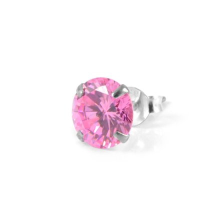 Roze Ronde 6mm Zirkonia Oorbel voor mannen - Stud Oorbellen