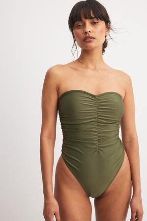 NA-KD Swimwear Maillot 1 pièce bandeau drapé et échancré - Maillots de bain 1 pièce - Vert - Medium