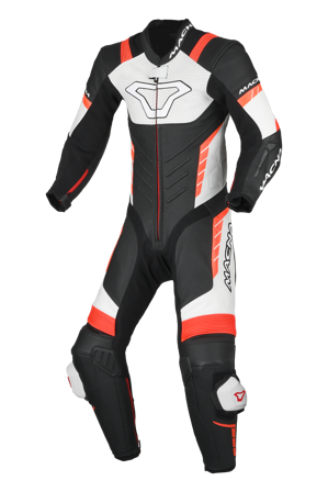 Combinaison En Cuir Moto Macna Varshall Junior Enfant Noir/Rouge 170