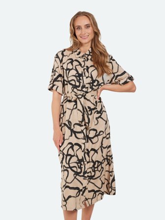 SIGNATURE - Kjole - Sand / Sort - Mønstret