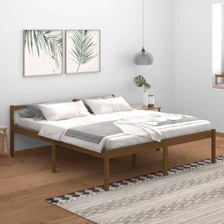Vidaxl Sängram Honungsbrun Massiv Furu 180x200 Cm 6ft Brun