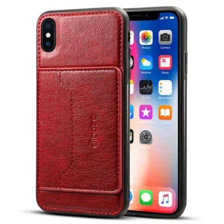 iPhone 9 Plus Villihevos Rakenne Synteetti Nahka Pinnoitettu Kova Muovi Takasuoja Kuori - Punainen