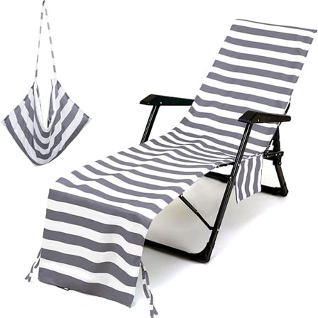 Strandstoltrekk for basseng, uteplass, solsengtrekk med lommer