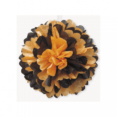 Papir-puff oransje og svart 40 cm