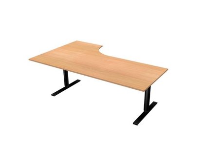 LANAB DESIGN Skrivbord El Höger 200x120cm boklaminat/svart - Lyreco - Kontorsmöbler och inredning > Bord och hurtsar > Skrivbord - Höj/sänkbar