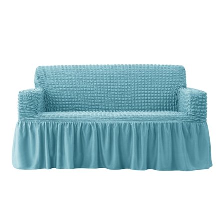Enkel Passform Soffaöverdrag Universell Hög Stretch Hållbar Möbelskydd med Kjol (himmelsblå), 2-4 Sits
