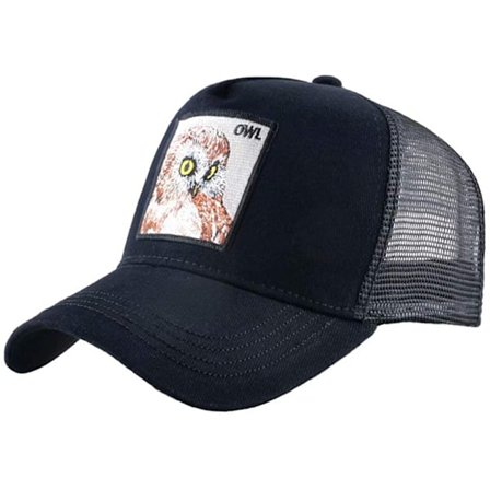 Unisex Animal Mesh Trucker Hat Snapback Broderad Patch Baseball Caps, MTY-BK