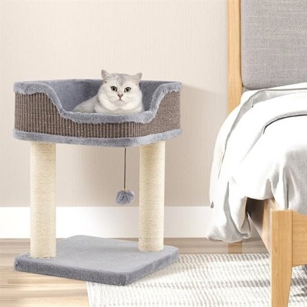 Kattetræ med kradsestolpe og liggeplads – Grå