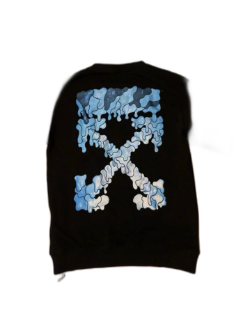 Off White svart sweatshirt med blått tryck