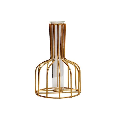 Yksinkertainen Kultainen Lasivasi, Rauta Geometrinen Lasinen Koeputki Kukkakruunu Kotiin, Keittiöön, Toimistoon