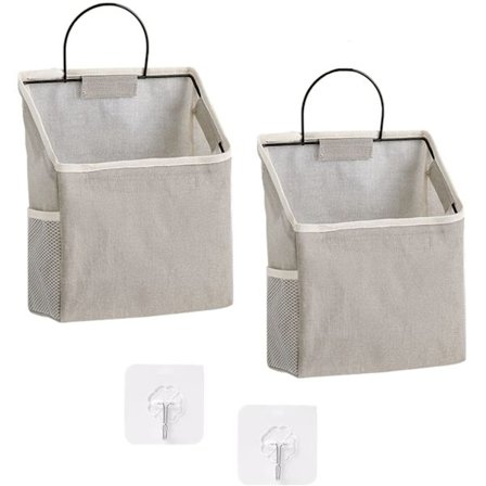 2-pack väggförvaringsväskor med självhäftande krokar, hängande för garderob