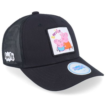 Peppa Pig - Svart trucker Keps - "Kids Peppa And George Smile Black Trucker " @ Hatstore
