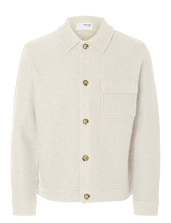 Slhnealy Ls Knit Shirt Jacket Noos Ulljacka Jacka Beige Selected Homme