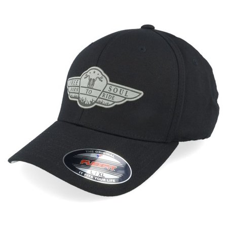 Born To Ride - Svart flexfit Keps - Free Soul Biker Grey Patch Black Flexfit @ Hatstore