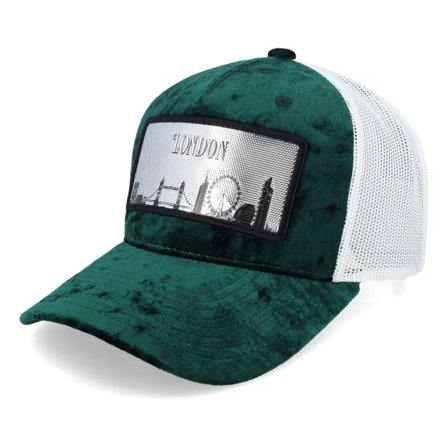 Calza Pennello - Grön trucker Keps - London Silver Patch Velvet Green/Ivory A-Frame Trucker @ Hatstore