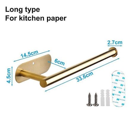 Punch-fri Papirhåndklædeholder Rustfrit Stål Køkken Under Skab Rulleholder Guld Sort Badeværelse Vægmonteret Tissue Hænger