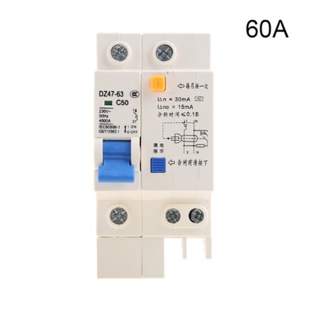 Läckageskydd med överströmsskydd, jordfelsbrytare med överbelastnings- och överspänningsskydd