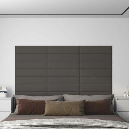 Vidaxl Väggpaneler 12 St Mörkgrå 60x15 Cm Tyg 1,08 M² Grå