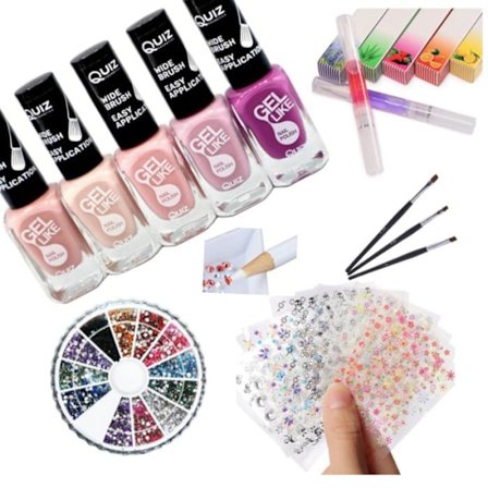 Neglesæt - Dekorationssæt - Neglelak, Rhinestone, Negleklistermærker