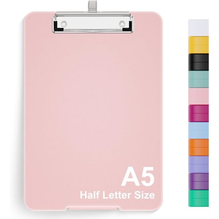 1 stk. A5 Udklipsholder med opbevaring, indtrækkelig penholder i metal, 15 x 23 cm sammenklappelig udklipsholder i plast til sundhedsvæsen, 