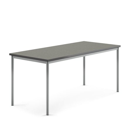 Desk SONITUS, 1800x800x760 mm, dark grey linoleum, alu grey