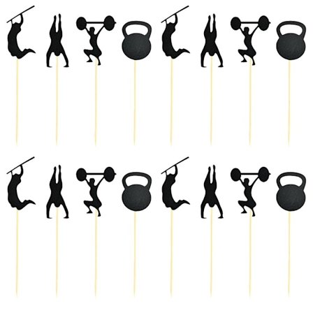 24 stk Gym Tema Kakepynt Kreative Kakedekorasjon Pinner Cupcake Pynt Festutstyr Til Fitnessfest (FMY)