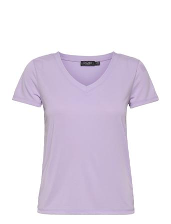 Slcolumbine V-Neck Ss T-shirt Top Blå Soaked In Luxury