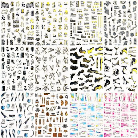 12 stk Marmor Negleklistremerker Neglekunst Klistremerke A-12PCS A-12PCS