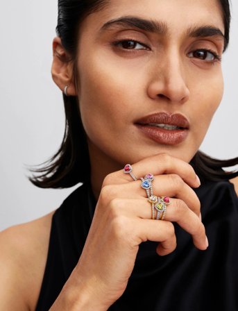 Pandora Heart Sterling Silver Ring With Vibrant Yellow And Clear Cubic Zirconia - Yellow - 60