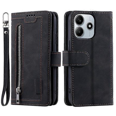 Yhteensopiva Xiaomi Redmi Note 14 5G -kotelon kanssa PU-nahkainen puhelinkotelo vetoketjullisella lompakolla ja 9 korttipaikalla [DB]