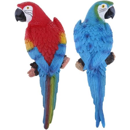 Par Blå & Rød Papegøje Havestatuer til Udendørsindretning, 31cm[ZHE]