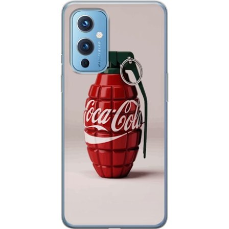 Kompatibel Mobilcover til OnePlus OnePlus 9 Kunstnerisk illustration af Coca Cola granatæble i rødt og grønt, pop art inspireret motiv med legende