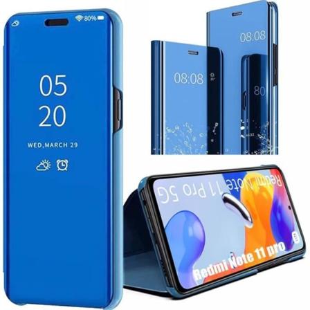 Etui til Xiaomi Redmi Note 11 Pro 5G-4G Spejl Flip stødsikker beskyttelse - Blå Blå