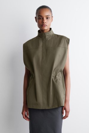 COS Women's Mock Neck Utility Vest in Green