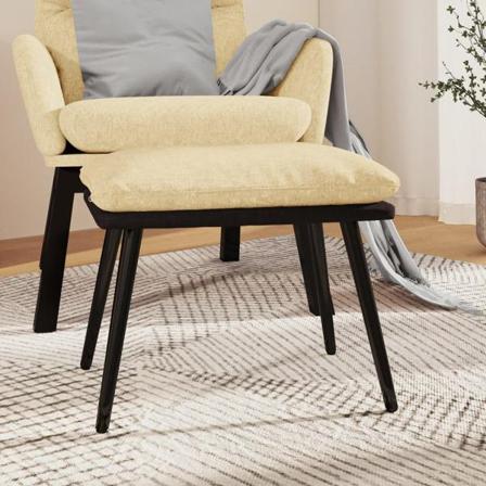 Vidaxl Fotpall Gräddvit 45x29,5x39 Cm Tyg Och Konstläder Kräm